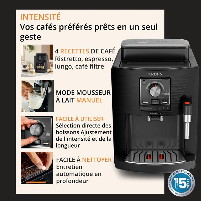 Intensity EA5008E0, Machine à Espresso automatique à grains, 4 recettes de café, 1,7 L